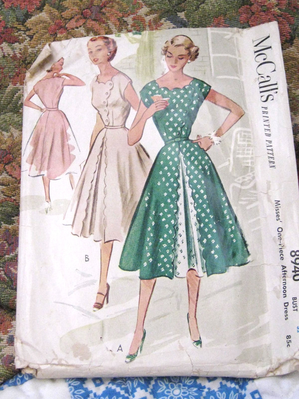 Vtg 1952 McCall's 8940 Misses' Sz 14 (32/26.5/35) One Pc Tea Dress