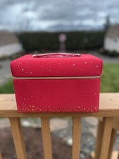 Estee Lauder 2022 Holiday Train Case Red Makeup Bag Cosmetic Travel Handle Zip