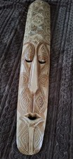 Wood Tribal Mask African Indonesian Polynesian TIKI 39" Tall - Skinny 6" Wide