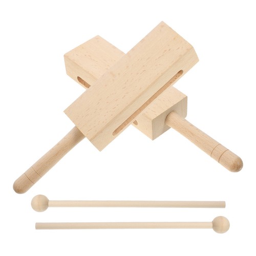 Khaki Wooden Block Instrument Durable Wood Music Instrument for Adult Percussion