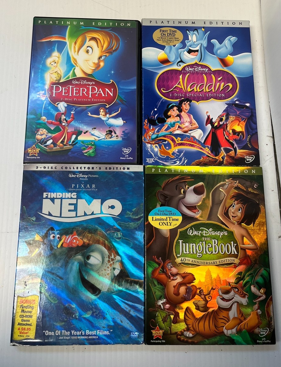 タッキーDVD Lot of 4 Disney DVD Movies Jungle Book, Aladdin,Finding Nemo, and