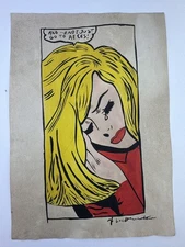 Roy Lichtenstein COA Art Painting Original Drawing Vintage Paper Signed