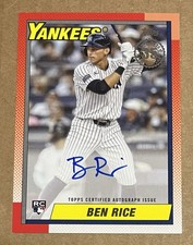 2025 Topps BEN RICE 1990 ROOKIE On Card AUTO New York Yankees