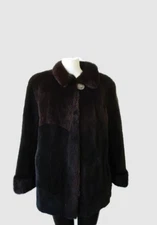 Women's Sz 12 Sheared Raccoon Fur Coat Jacket with Mink MINT+ Woman