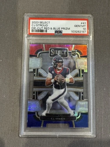 2023 Select - Concourse C.J. Stroud #41 Red & Blue Prizm Die-Cut (RC) PSA 10