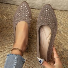 Women Knit Flats Slip On Breathable Loafers Lightweight Casual Shoes