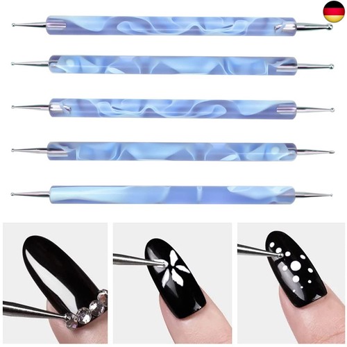 5 Stück Nagelpunkt-Stift, Nagel Dotting Pen Nail Art Tools Set für Nail-Art, S - Bild 6 von 7