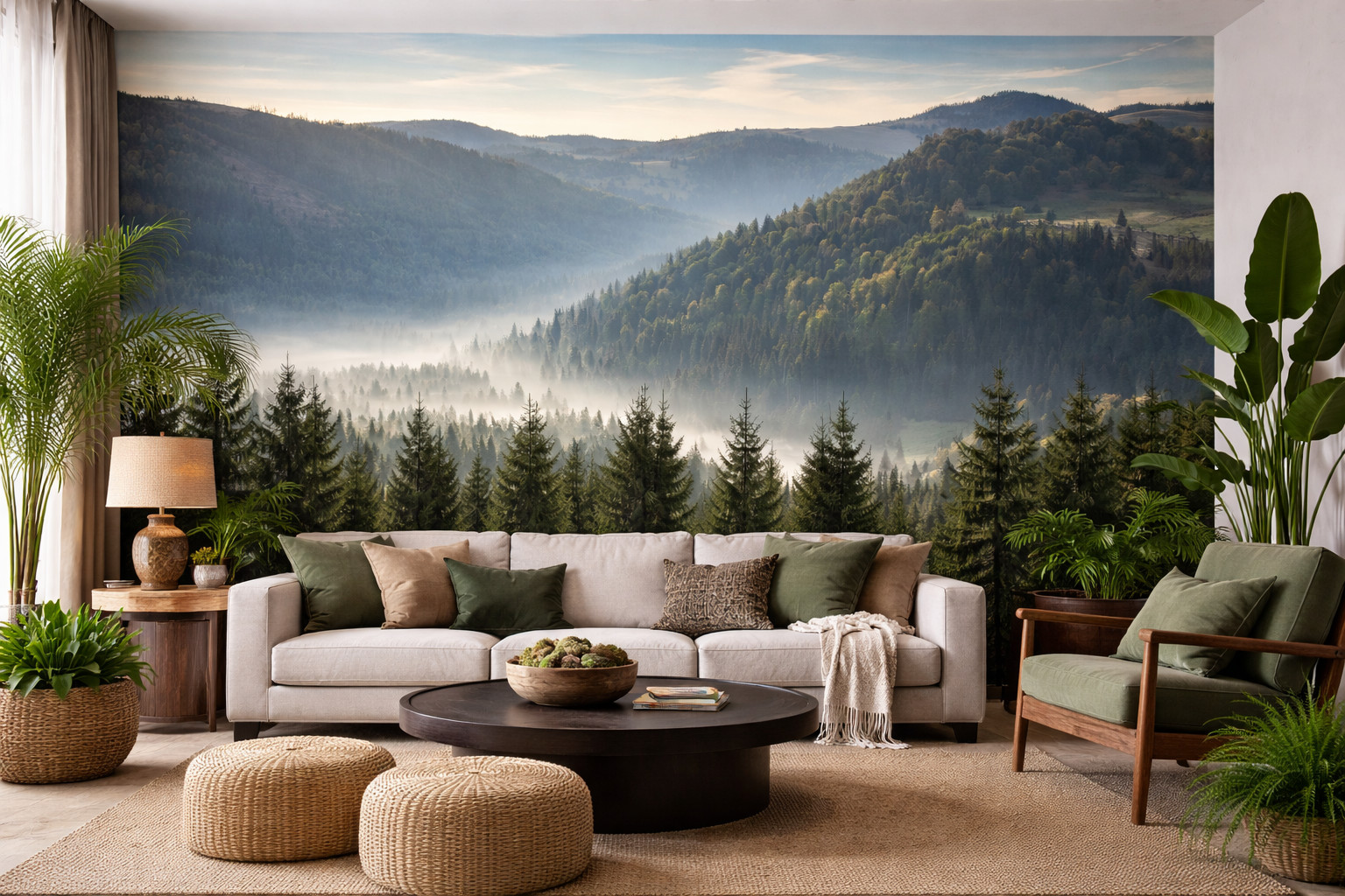 Photo wall mural Living room giant wallpaper mountains landscape nature trees