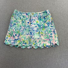 Lilly Pulitzer Skort Womens 00 Tropical Floral Print Scallop Hem Chino Summer