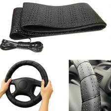 Black Lace-On Steering Wheel Cover Grip Classic Stretch Accessory Auto Vehicle