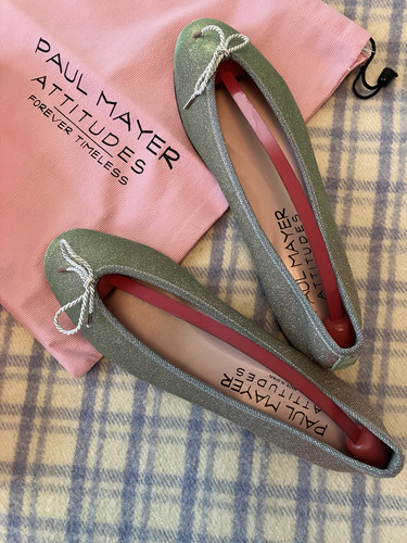 Paul Mayer Country Silver Nocturno Iridescent Ballet Flats Made in Spain Sz 9B