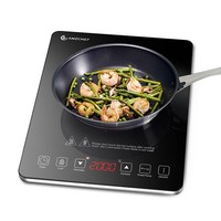Amzchef Induktionskochfeld 2000W 1 Platte Mit Touch Bedienung Und Timer, Silber
