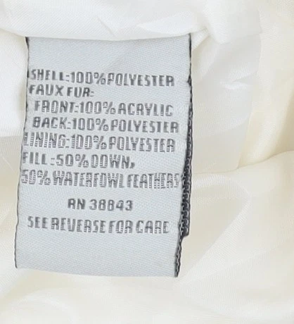 Abrigo acolchado para mujer Larry Levine marfil M ribete de piel con capucha Foto 4 de 4