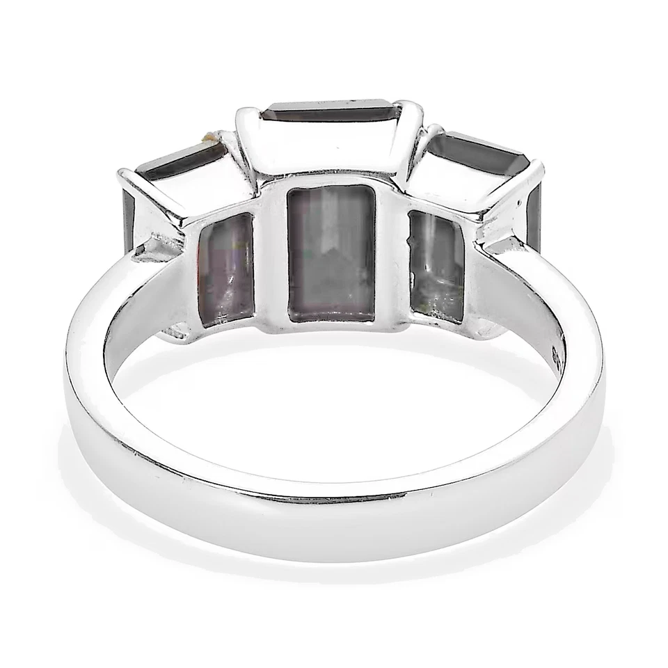 Anillo EverTrue Natural Tailandés Negro Espinela 5.50 ctw 3 Piedras-316L Acero Talla 6 NUEVO Foto 4 de 4