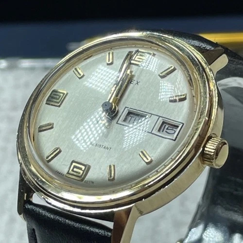 Vintage 1976 Timex Marlin Day Date Manual Wind Watch 26860 02776 - RUNS GREAT