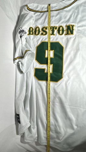 Boston Red Sox #9 XL Shirt White With Green & Gold Button Down NYC Sport - Picture 13 of 13