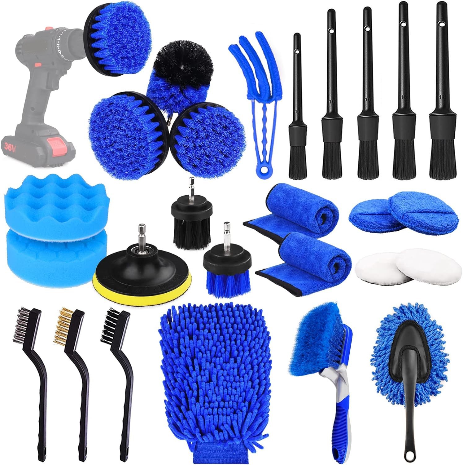 26Pcs Car Detailing Brush Set Drill not include