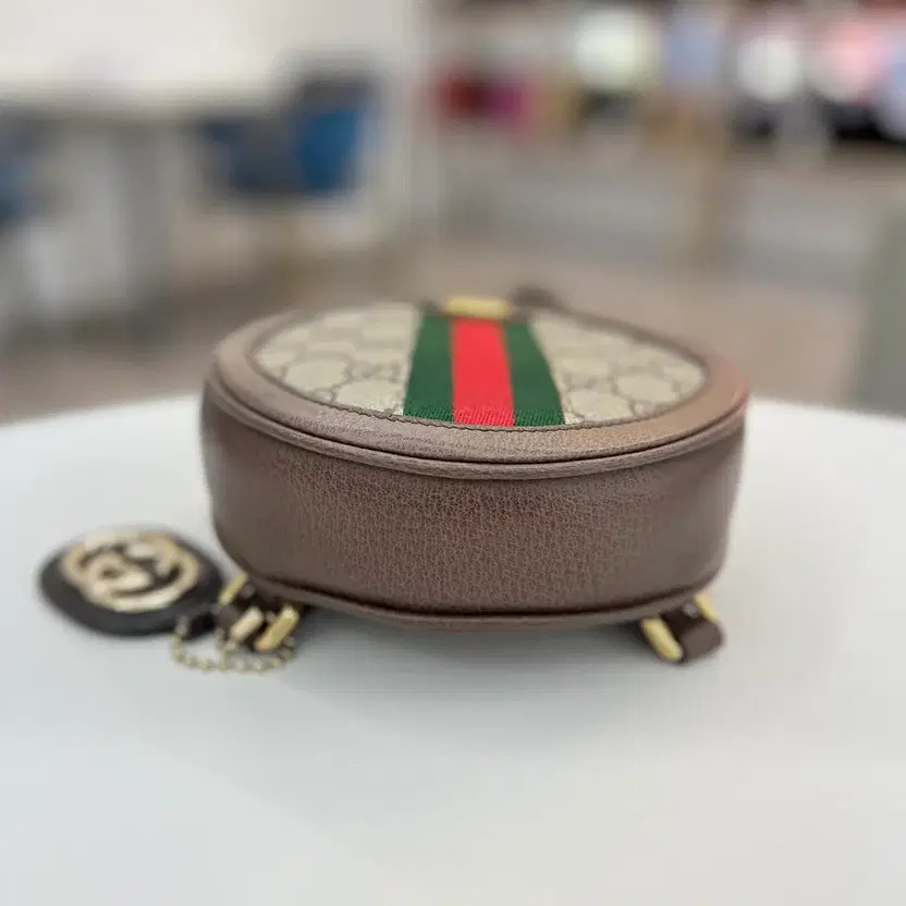 Gucci Ophidia Web Backpack 18x18x5cm Brown Leather S Grade