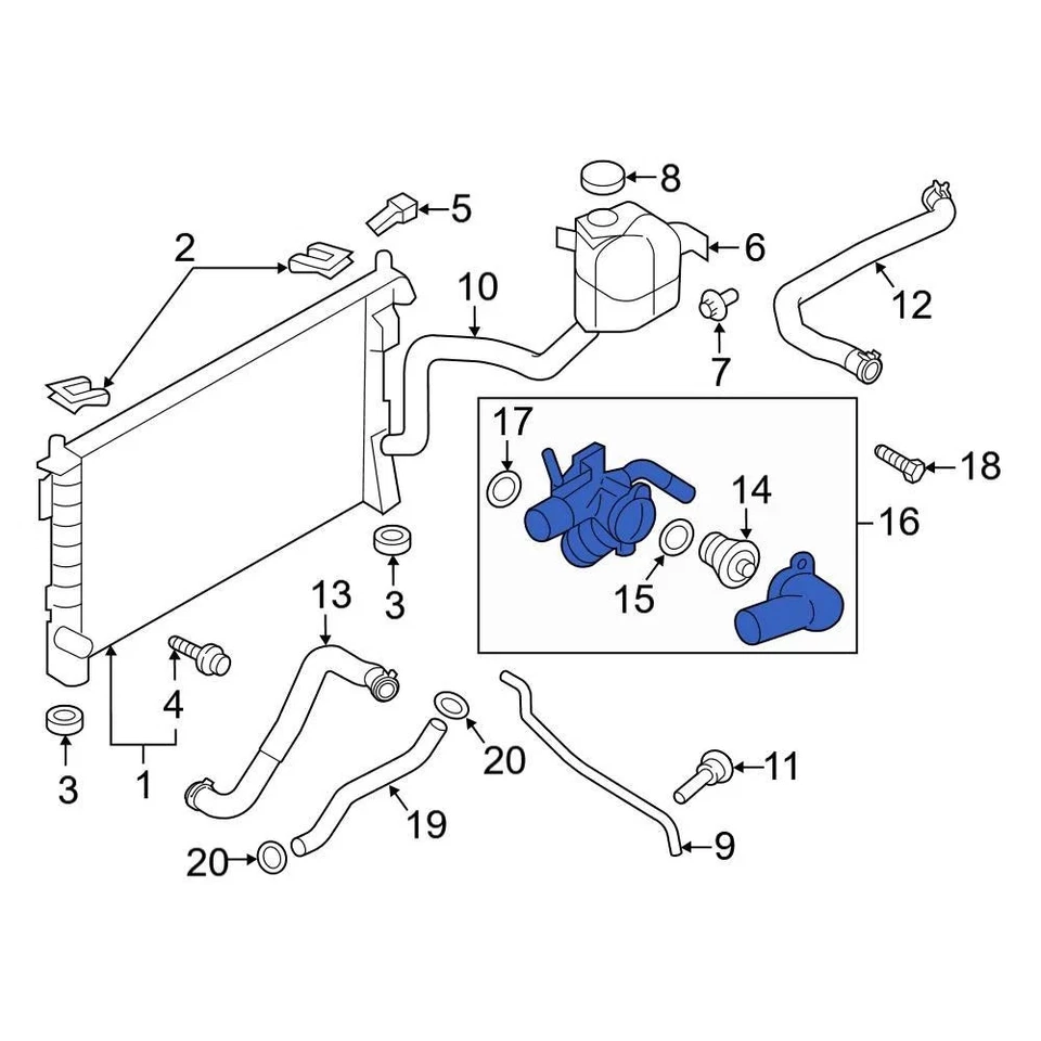 For Ford Police Interceptor Utility 13-19 Ford Engine Coolant Thermostat Kit Foto 4 de 4
