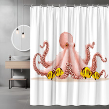 Octopus and Fish Shower Curtain Ocean Graphic
