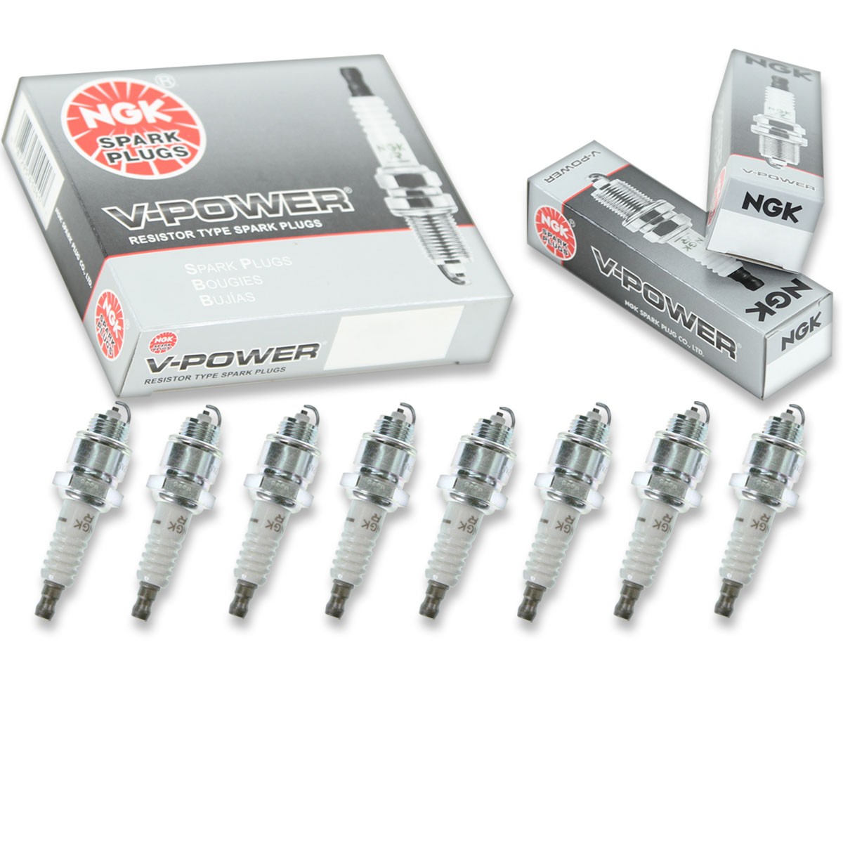 8 pcs NGK V-Power Spark Plugs for 1968 Chevrolet K10 Pickup 5.0L V8 - Engine la