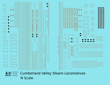 K4 N Scale Decals Cumberland Valley Steam Locomotive Silver Gold PRR Subsidiary