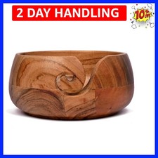 Acacia Wood Wooden Yarn Bowl for Crocheting  Knitting Hand Made by Indian Ar...