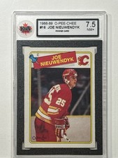 1988-89 O-Pee-Chee NHL Hockey #16 Joe Nieuwendyk Rookie Card KSA 7.5. rookie card picture