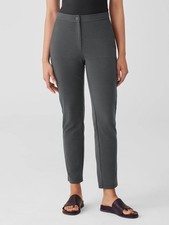 BRAND NEW 178 EILEEN FISHER SLIM LEG COTTON PONTE ANKLE PANTS SLATE SIZE M