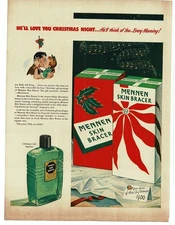 1945 Mennen Skin Bracer After Shave Lotion Vintage Print Ad Christmas Gift