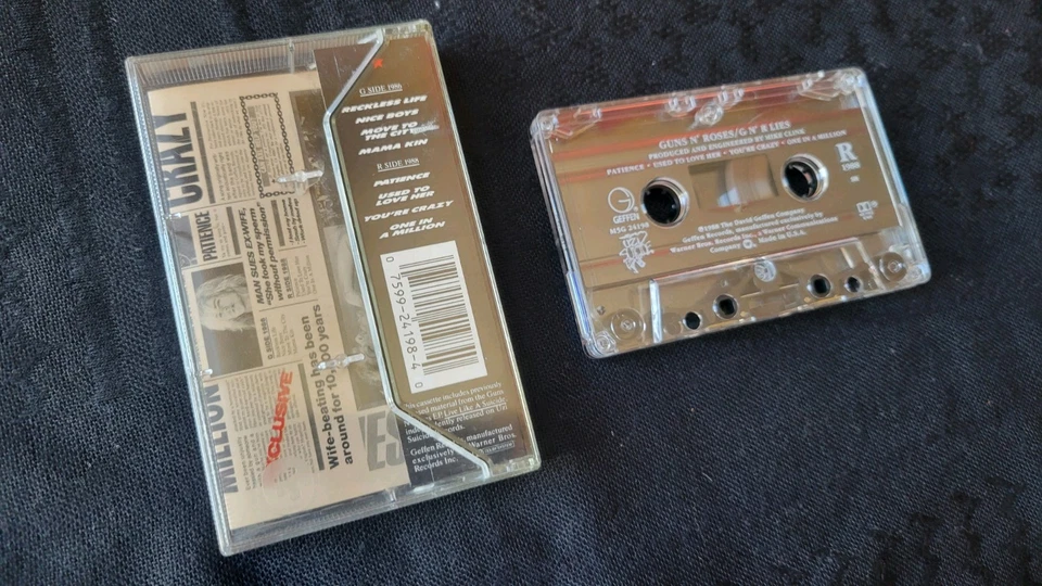Guns N Roses Lies Cassette 1st Press OG 1988 UNCENSORED Insert VG+ Geffen  - Image 3 of 3