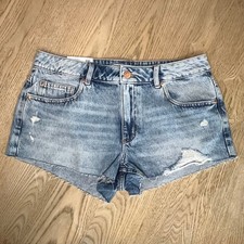 NWT Garage Denim Festival Micro Shorts Lowrise Blue Distressed Women s Size 9
