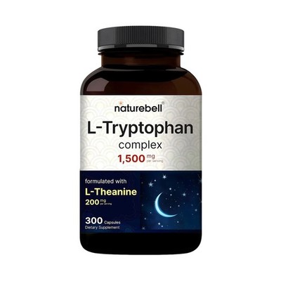 NatureBell L-Tryptophan 1300mg Theanine 300 Capsules Calm - 100 Servings