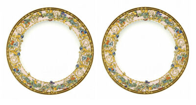 VERSACE BY ROSENTHAL BUTTERFLY GARDEN SOUP PLATE PAIR #409609-10322 BRAND NIB FS