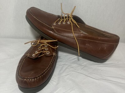 LL Bean Moccasins Mens 14 Brown Leather Blucher Moc Handsewn  display picture 2