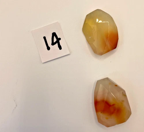 Carnelian Faceted Irregular Pendants  approx 25mm x 20mm(2 Pendants)(14)