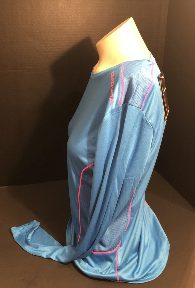 Camisa de manga larga Diadora para mujer mediana azul y rosa Foto 4 de 4