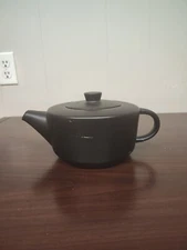 Project 62 Stoneware Teapot Solid Matte Black Modern Short Round Microwave Safe