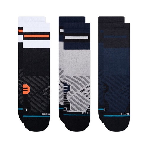 Stance Adult 3 Pk Multicolor Crew Nylon Duration Performance Sock Set Sz M 6-8.5