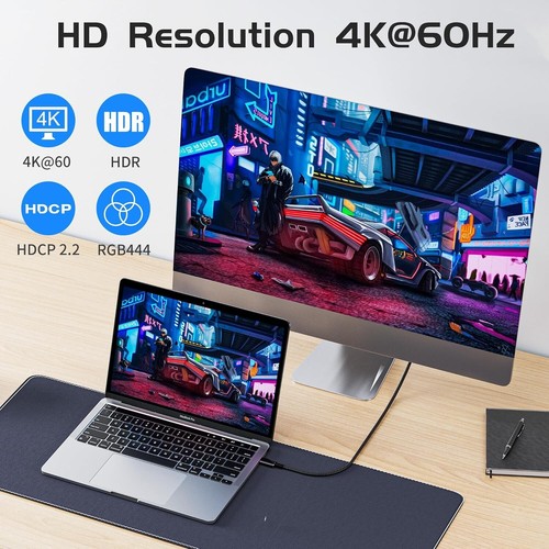 USB C Data Cable 10ft 20Gbps 4K HDMI Power Fast Charging Durable Nylon - 第 8/12 張圖片