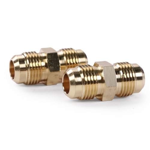 U.S. Solid Brass Pipe Flare Fitting Gas Connector 3/8" Male x 3/8" Male, 2pcs - Picture 6 of 7