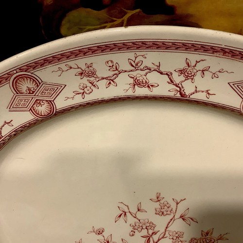 Antique~Red Transferware~16.25”L Platter~English Ironstone~Old Hall Earthenware~ - Picture 4 of 6