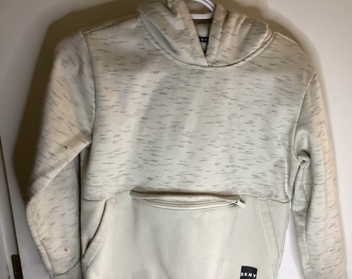 Boys Youth DKNY Cream Pullover Hoodie Sweatshirt Size Medium 10/12 - Picture 3 of 9