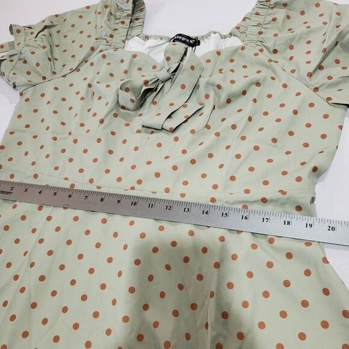 NWT Short Sleeve Ruffle Green Polka-dot Dress XL - Picture 11 of 12
