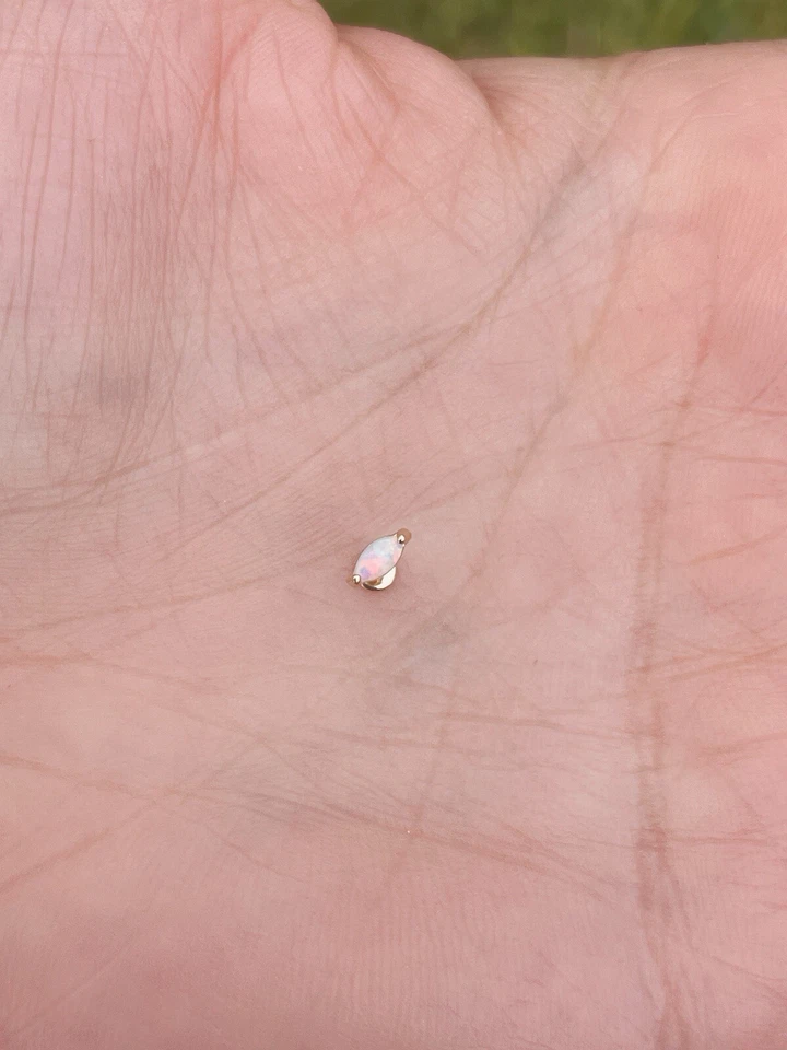 Carpa Ópalo Genuino Push-In Oro 14K 18G Labret Oreja Tragus Stud Foto 2 de 4