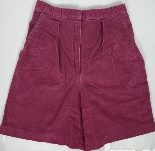Vintage Corduory Trouser Shorts 25” Ultra High Waist Berry Pink Fuchsia Stretch