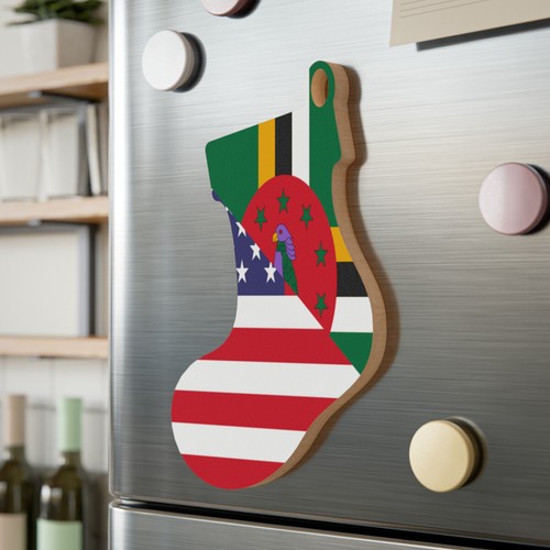 Bandera Dominicana Americana Dominica EE. UU. Medio adorno de madera - Imagen 12 de 31