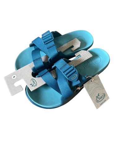 Chaco Chillos women’s 9 Teal Ocean Blue foam rubber slide sandal flip flop strap