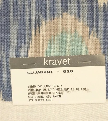 KRAVET Designer Fabric Gujarant Ikat Remnant Sample Crafts Pillow (#219) - Picture 3 of 4