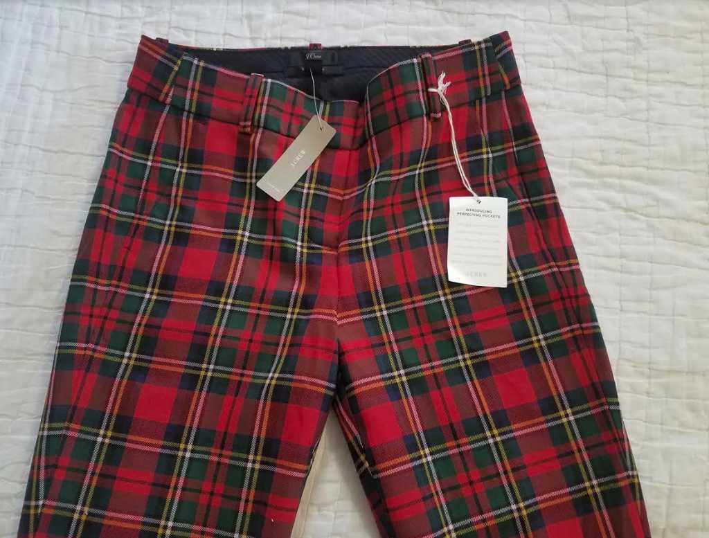 NEW WOMEN'S J CREW CAMERON SLIM CROP PANTS IN TARTAN TWO WAY STRETCH WOOL PLAID